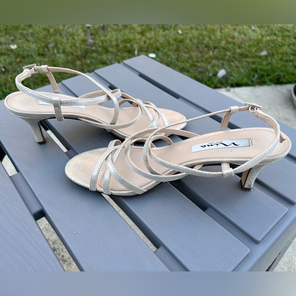 NINA Women’s Metallic Neptune Leather Open Toe Strappy Sandals! Size 8. - Picture 7 of 15